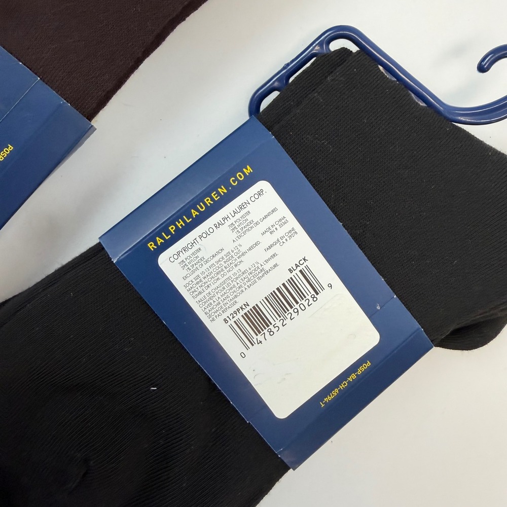 Polo Ralph Lauren Mens Dress Socks 9 Pairs Lot Black Brown Khaki Size 10-13 NEW - Picture 6 of 6